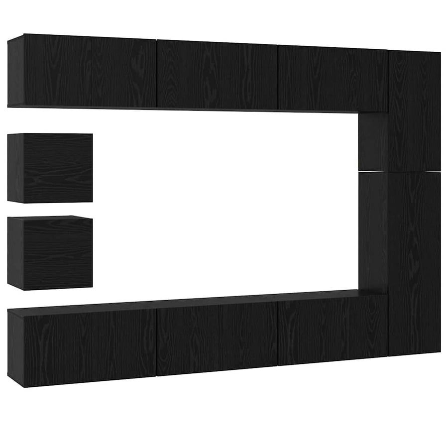 Tv-Meubelset Wandgemonteerd 10 Pcs Bewerkt Hout 10