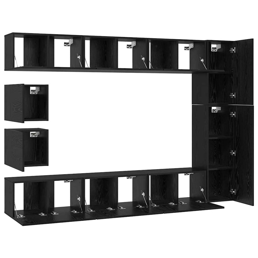 Tv-Meubelset Wandgemonteerd 10 Pcs Bewerkt Hout 10