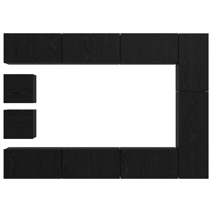 Tv-Meubelset Wandgemonteerd 10 Pcs Bewerkt Hout 10