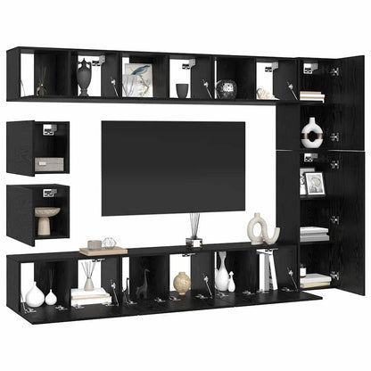 Tv-Meubelset Wandgemonteerd 10 Pcs Bewerkt Hout 10