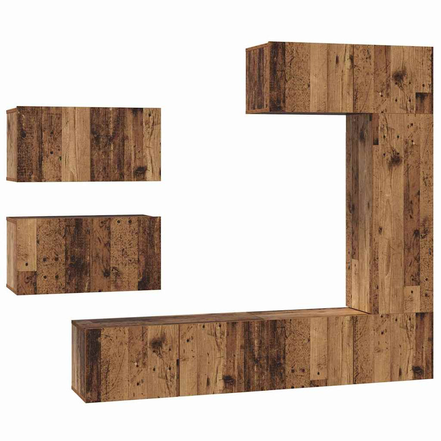 Tv-meubelset 6 pcs Oud hout 30.5 x 30 x 90 cm Bewerkt hout