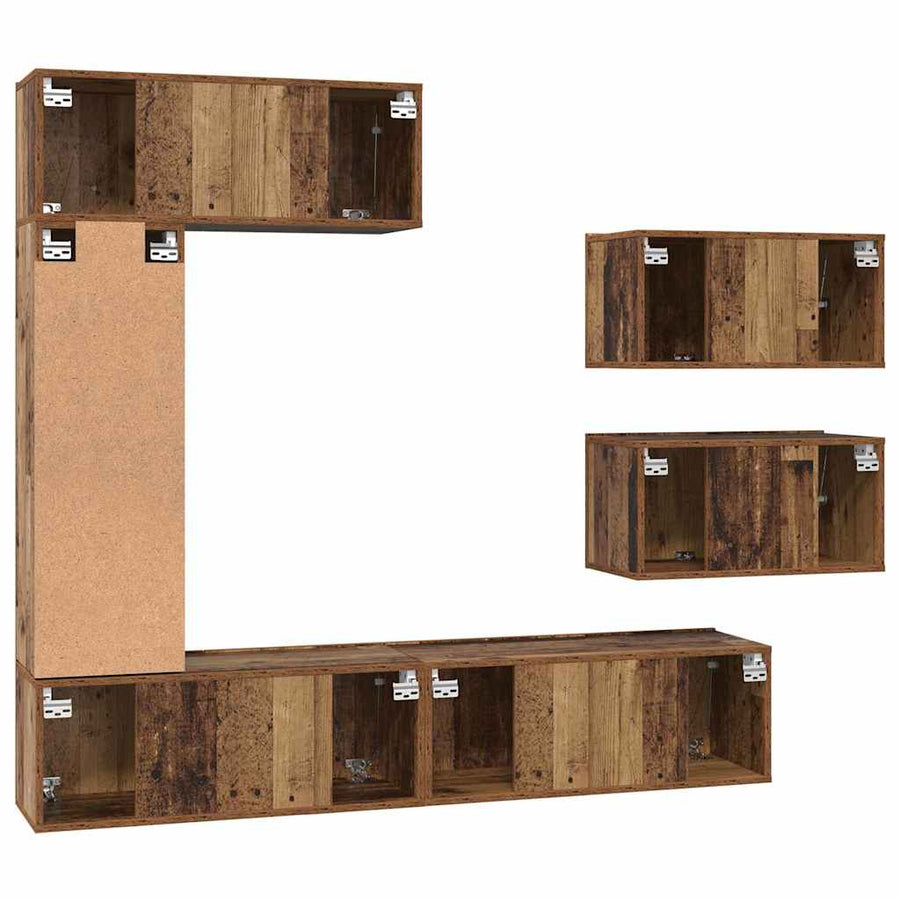 Tv-meubelset 6 pcs Oud hout 30.5 x 30 x 90 cm Bewerkt hout