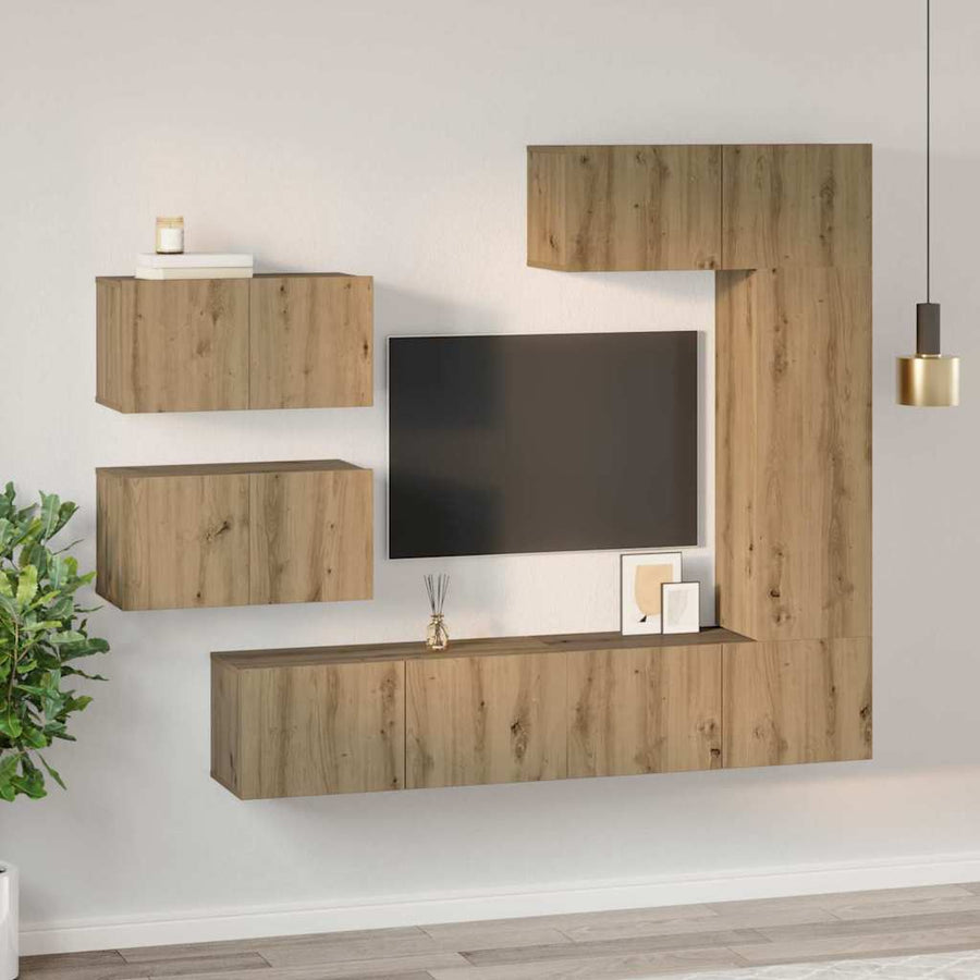 Tv-meubelset 6 pcs artisanaal eikenkleurig 30.5 x 30 x 90 cm