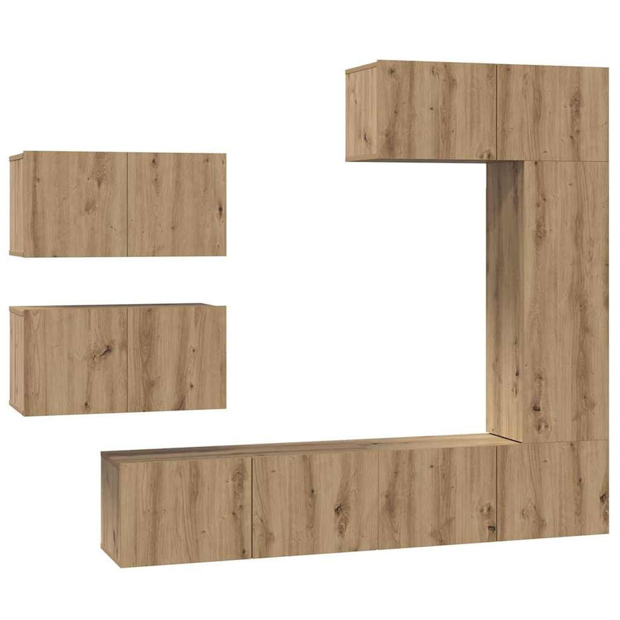 Tv-meubelset 6 pcs artisanaal eikenkleurig 30.5 x 30 x 90 cm