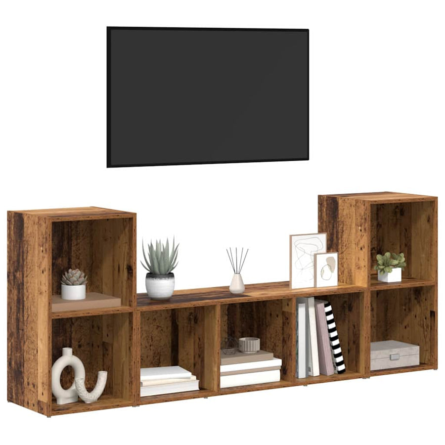 TV-kast set 3 pcs Bruin 107 x 35 x 37 cm Bewerkt hout