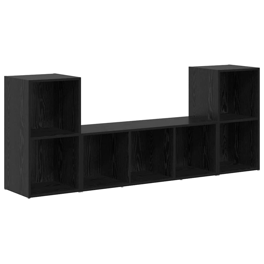 TV-kast set 3 pcs Zwart 107 x 35 x 37 cm Bewerkt hout