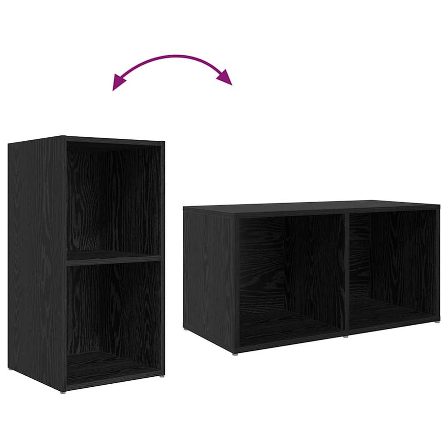 TV-kast set 3 pcs Zwart 107 x 35 x 37 cm Bewerkt hout