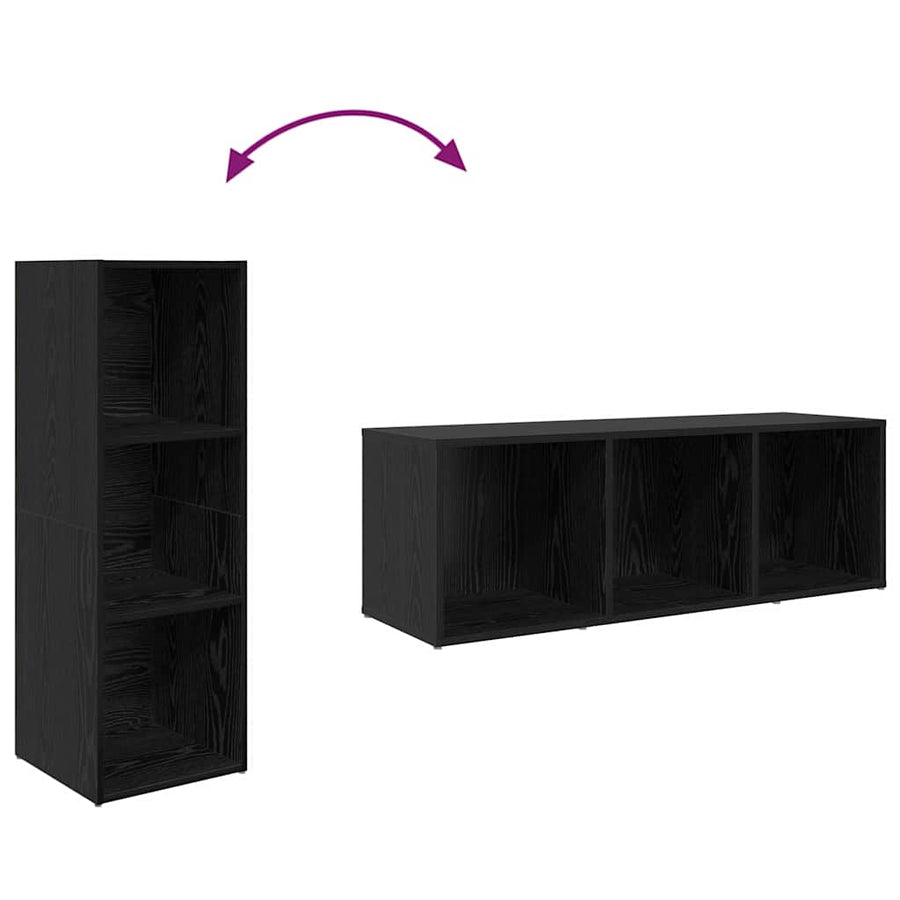 TV-kast set 3 pcs Zwart 107 x 35 x 37 cm Bewerkt hout