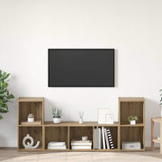 Tv-meubelset 3-delig 107x35x37 cm bruin bewerkt hout