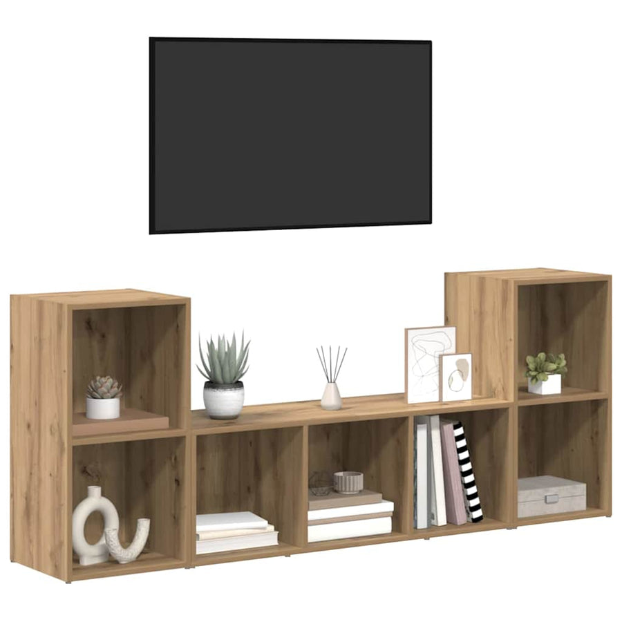 TV-kast set 3 pcs Bruin 107 x 35 x 37 cm Bewerkt hout