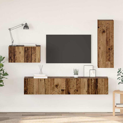 Tv-meubelset 4 pcs Oud hout 30.5 x 30 x 90 cm Bewerkt hout