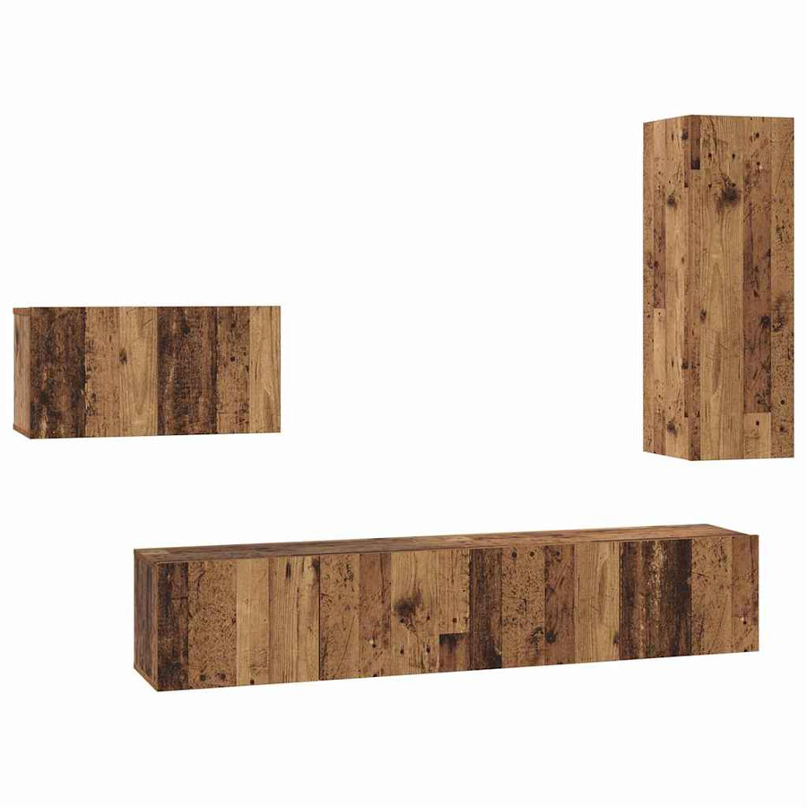 Tv-meubelset 4 pcs Oud hout 30.5 x 30 x 90 cm Bewerkt hout