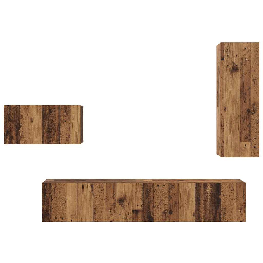 Tv-meubelset 4 pcs Oud hout 30.5 x 30 x 90 cm Bewerkt hout