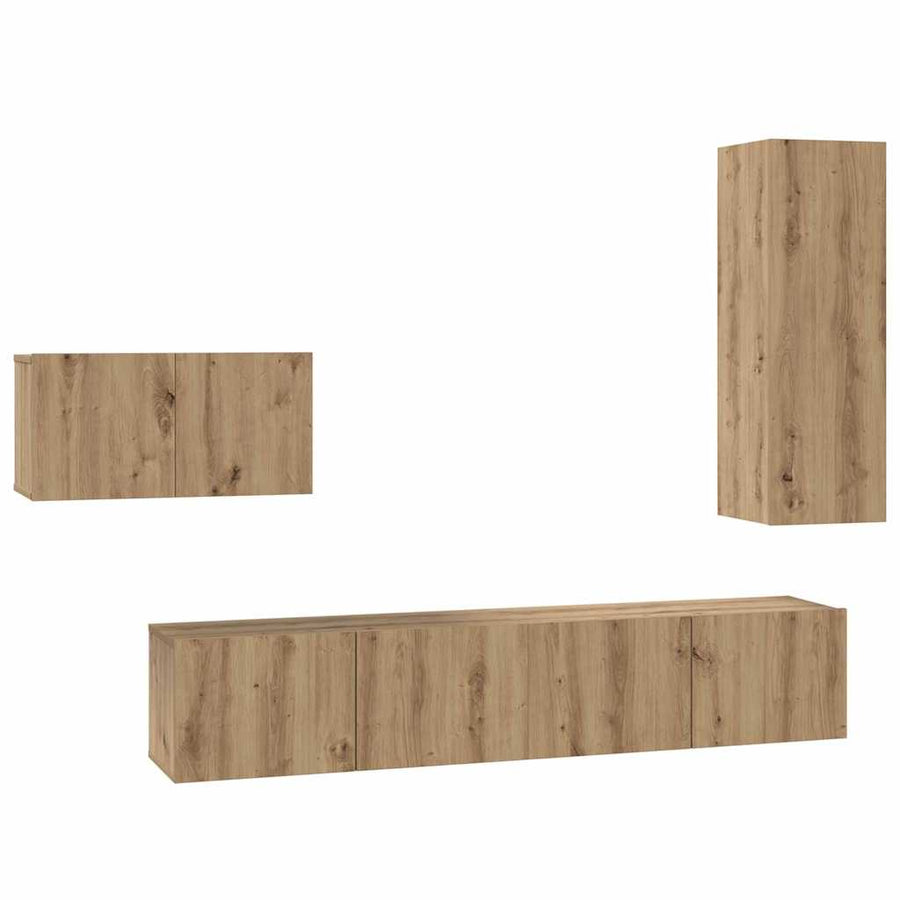 Tv-meubelset 4 pcs artisanaal eikenkleurig 30.5 x 30 x 90 cm