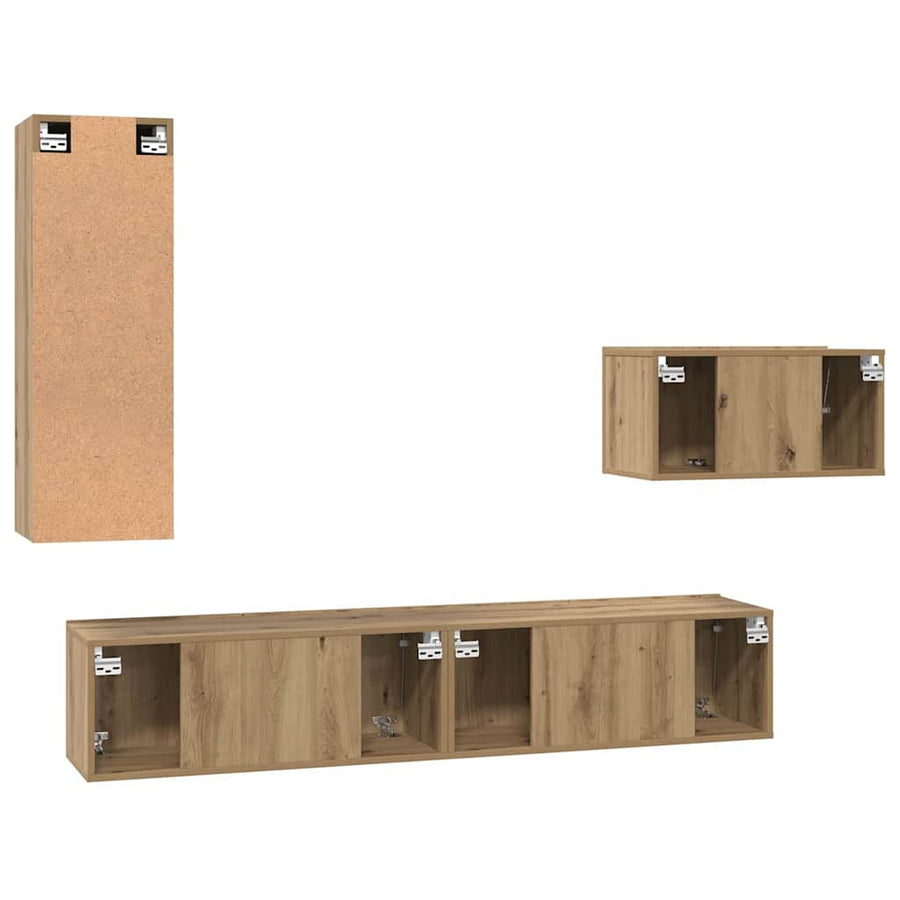 Tv-meubelset 4 pcs artisanaal eikenkleurig 30.5 x 30 x 90 cm