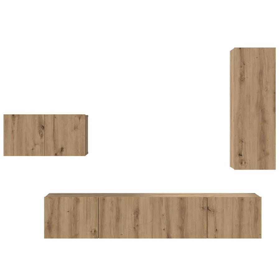 Tv-meubelset 4 pcs artisanaal eikenkleurig 30.5 x 30 x 90 cm