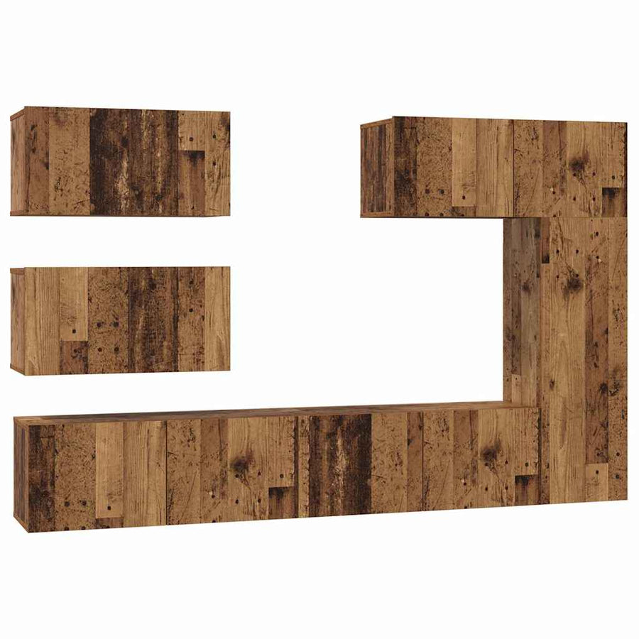 Tv-meubelset 6 pcs Oud hout 30.5 x 30 x 90 cm Bewerkt hout