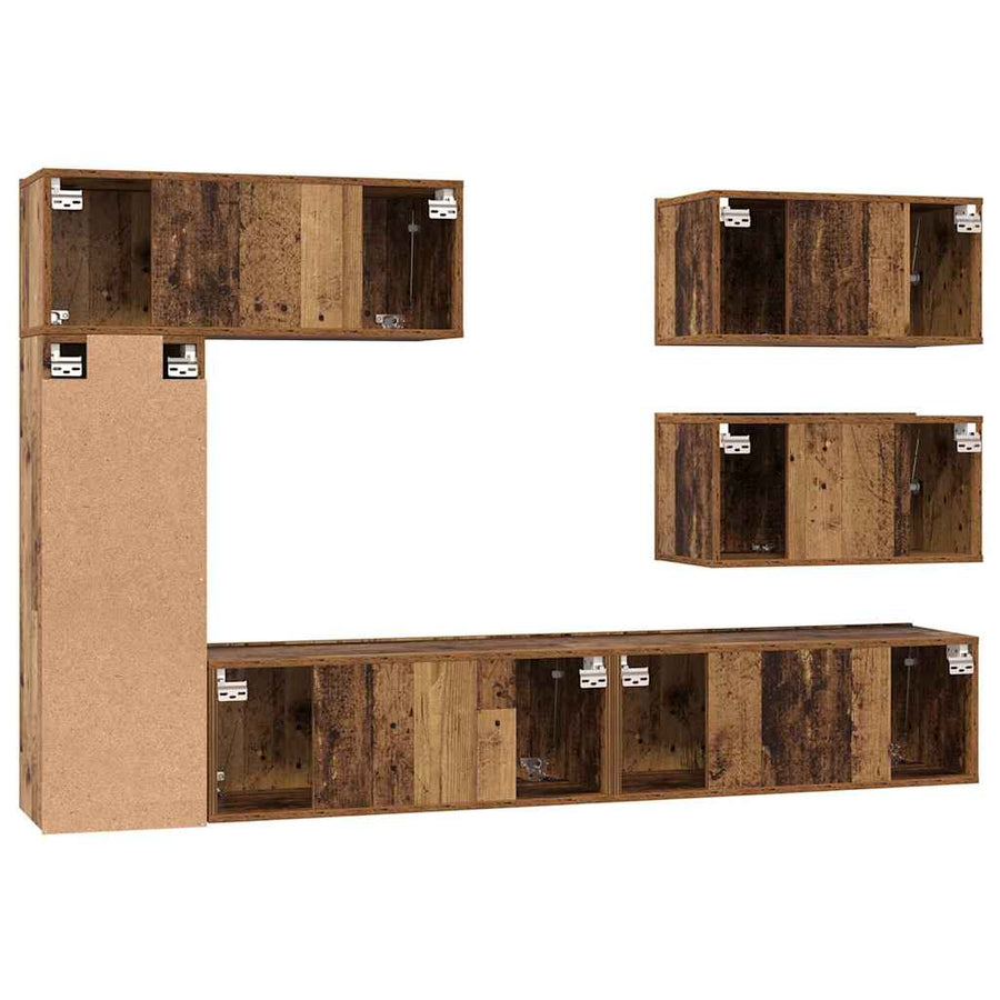 Tv-meubelset 6 pcs Oud hout 30.5 x 30 x 90 cm Bewerkt hout