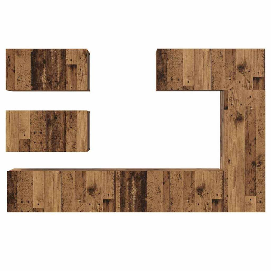 Tv-meubelset 6 pcs Oud hout 30.5 x 30 x 90 cm Bewerkt hout