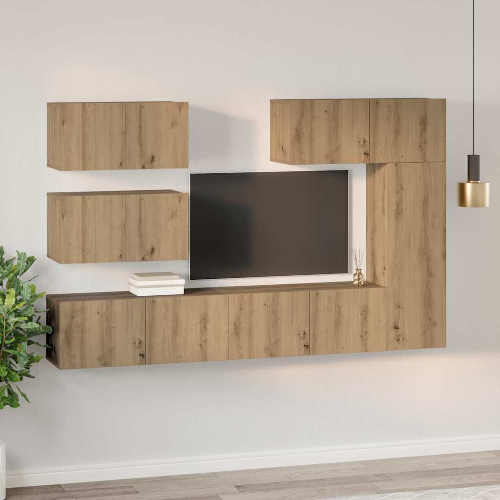Tv-meubelset 6 pcs artisanaal eikenkleurig 30.5 x 30 x 90 cm