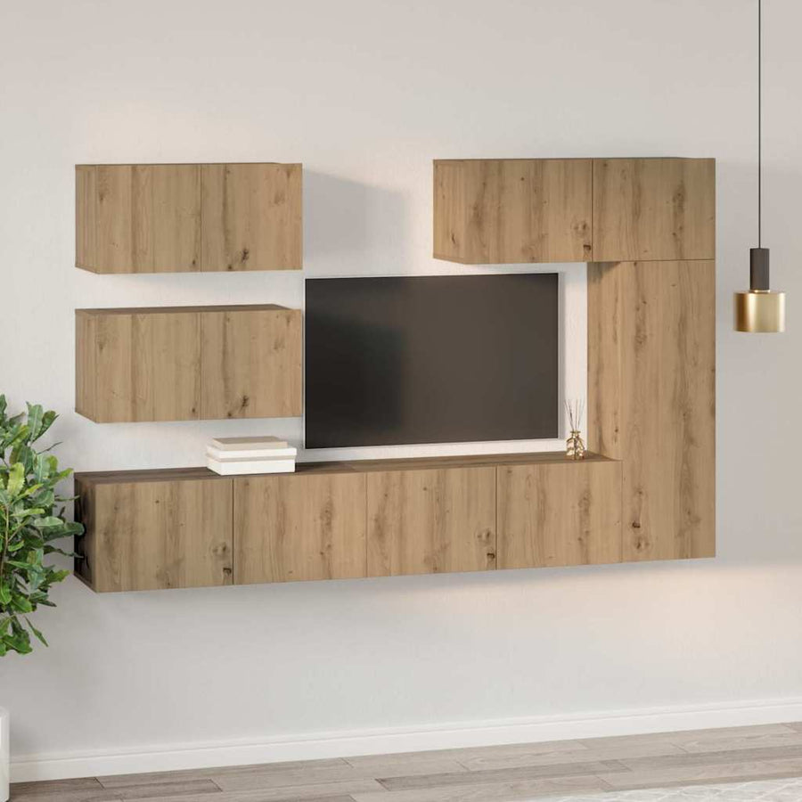 Tv-meubelset 6 pcs artisanaal eikenkleurig 30.5 x 30 x 90 cm