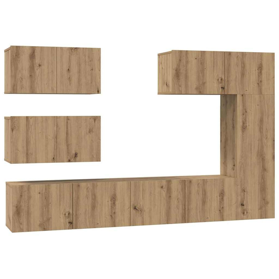 Tv-meubelset 6 pcs artisanaal eikenkleurig 30.5 x 30 x 90 cm