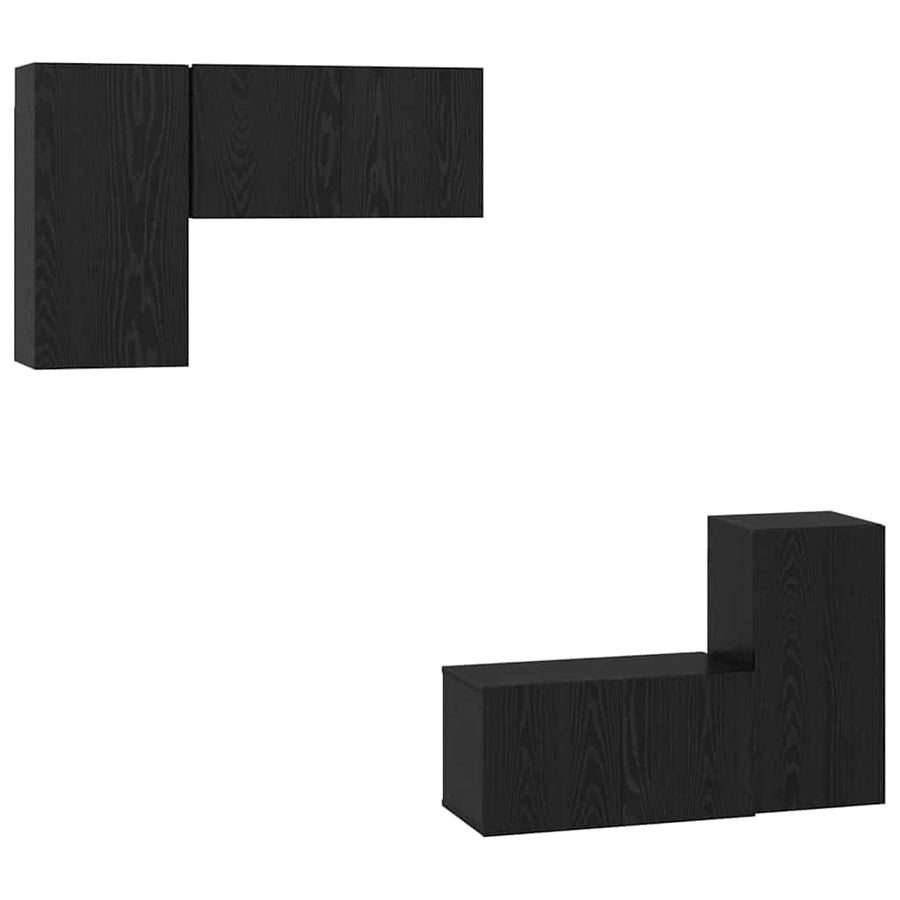 TV-kast met plank met opslag met de deur 4 pcs Zwart eiken 60 x 30 x 30 cm