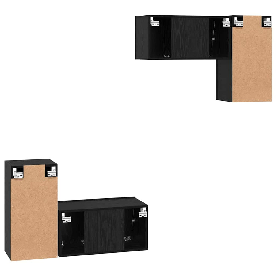 TV-kast met plank met opslag met de deur 4 pcs Zwart eiken 60 x 30 x 30 cm