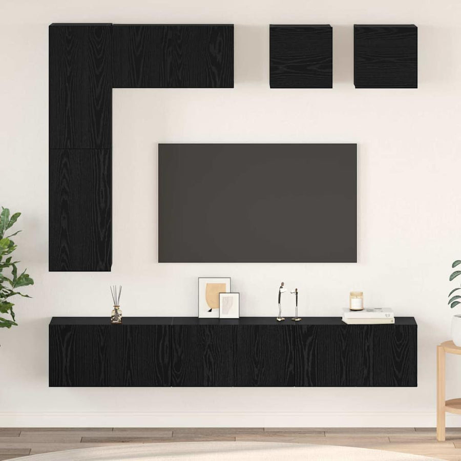 Tv-Meubelset Wandgemonteerd 8 Pcs Bewerkt Hout 60 cm