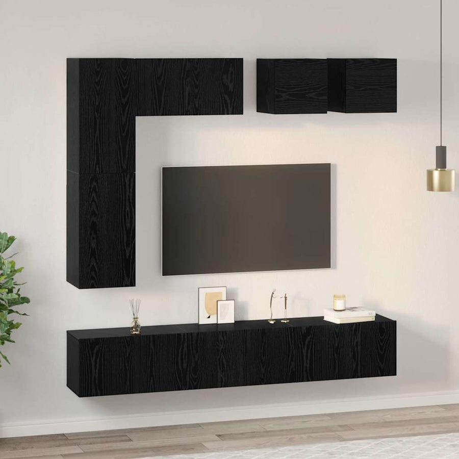 Tv-Meubelset Wandgemonteerd 8 Pcs Bewerkt Hout 60 cm