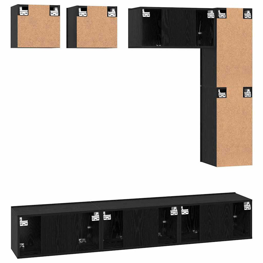 Tv-Meubelset Wandgemonteerd 8 Pcs Bewerkt Hout 60 cm