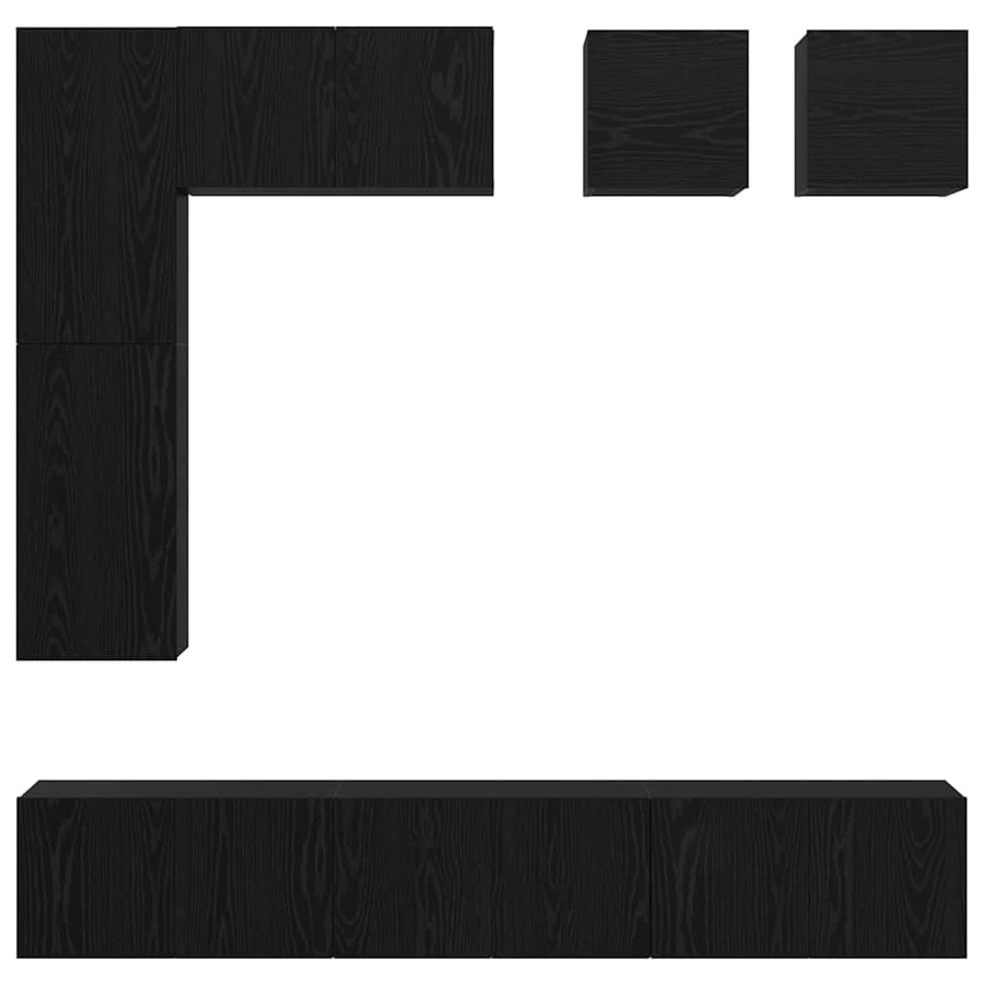 Tv-Meubelset Wandgemonteerd 8 Pcs Bewerkt Hout 60 cm