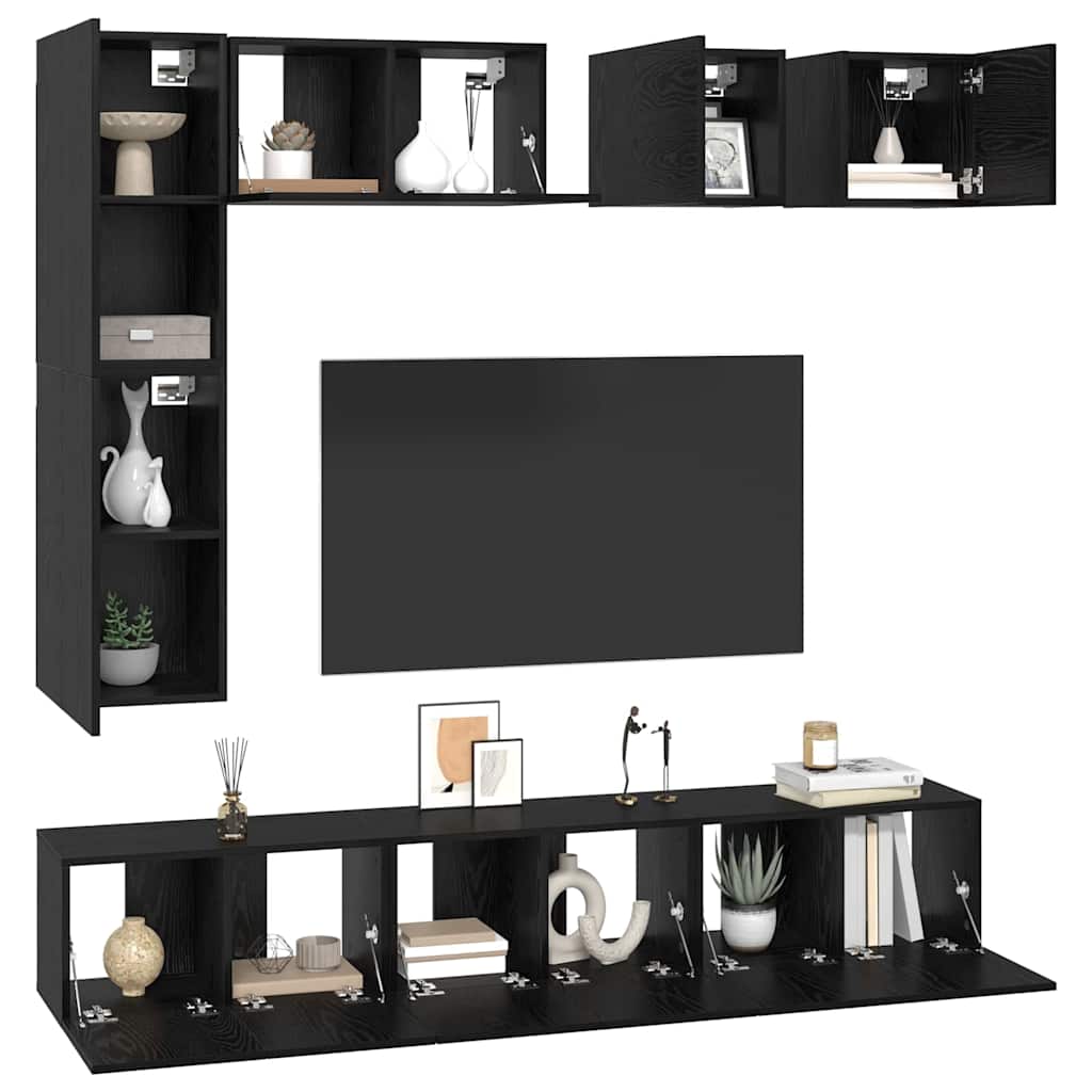 Tv-Meubelset Wandgemonteerd 8 Pcs Bewerkt Hout 60 cm