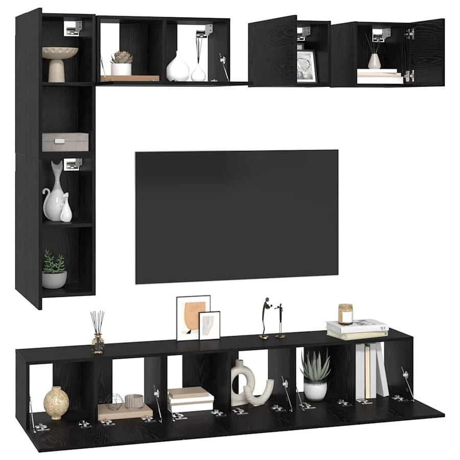 Tv-Meubelset Wandgemonteerd 8 Pcs Bewerkt Hout 60 cm