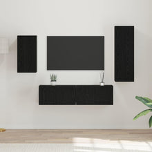 Wandkast Set met plank met opslag met de deur 4 pcs Zwart eiken 30.5 x 30 x 90 cm