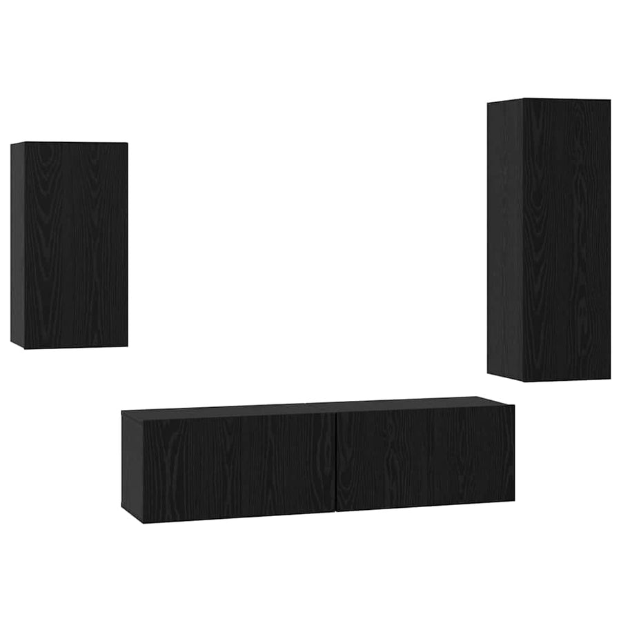 Wandkast Set met plank met opslag met de deur 4 pcs Zwart eiken 30.5 x 30 x 90 cm