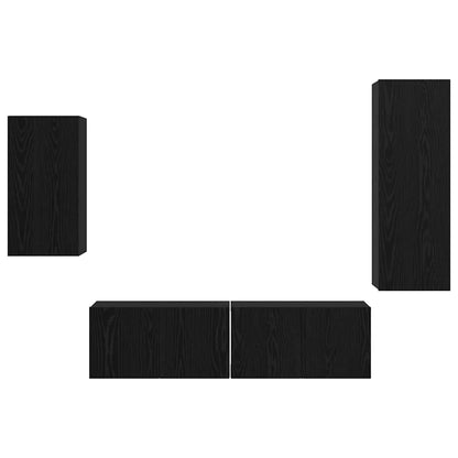 Wandkast Set met plank met opslag met de deur 4 pcs Zwart eiken 30.5 x 30 x 90 cm