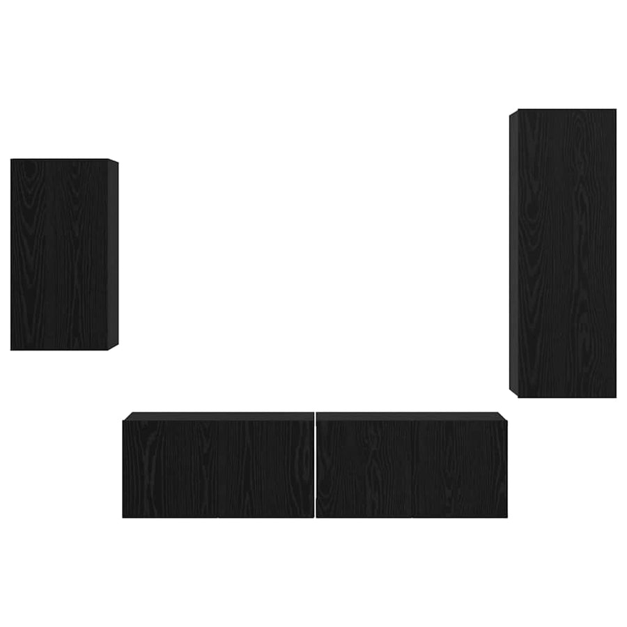 Wandkast Set met plank met opslag met de deur 4 pcs Zwart eiken 30.5 x 30 x 90 cm
