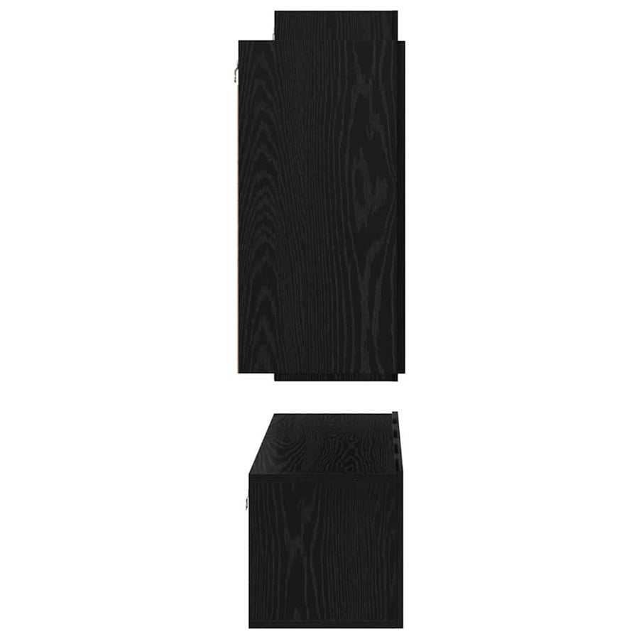 Wandkast Set met plank met opslag met de deur 4 pcs Zwart eiken 30.5 x 30 x 90 cm