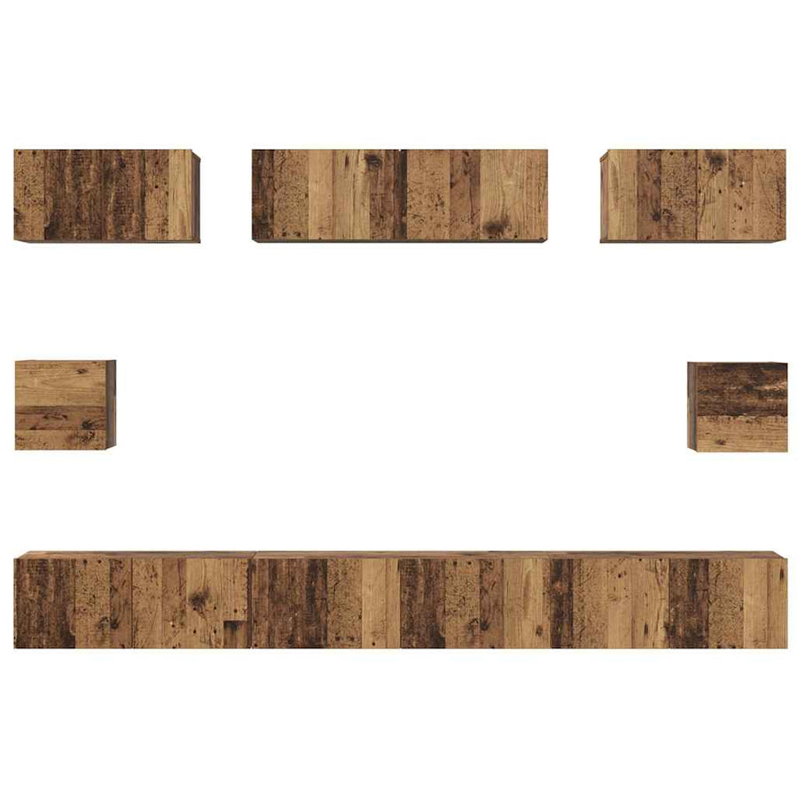 TV-kast set met plank 8 pcs Oud hout Medium 30.5 x 30 x 30 cm