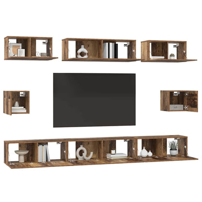 TV-kast set met plank 8 pcs Oud hout Medium 30.5 x 30 x 30 cm