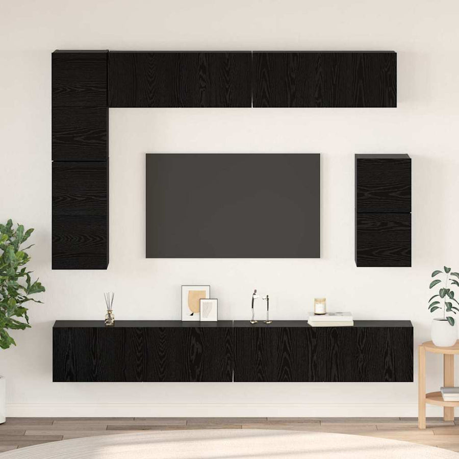 Tv-Meubelset Wandgemonteerd 8 Pcs Bewerkt Hout 100 cm