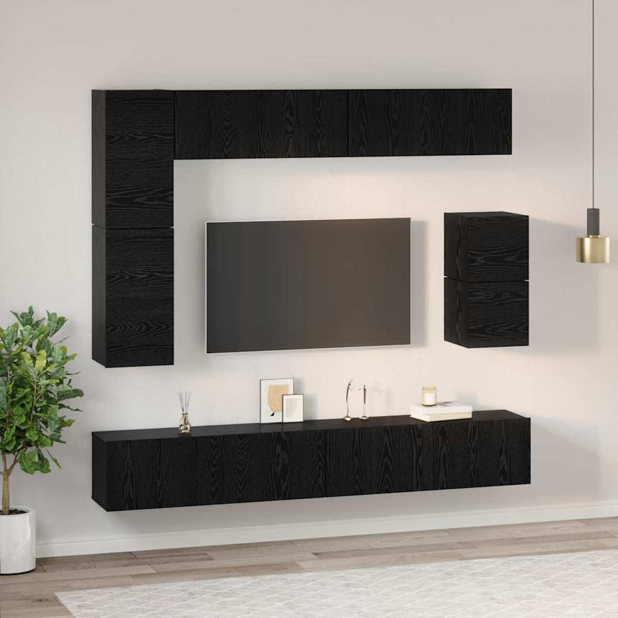 Tv-Meubelset Wandgemonteerd 8 Pcs Bewerkt Hout 100 cm