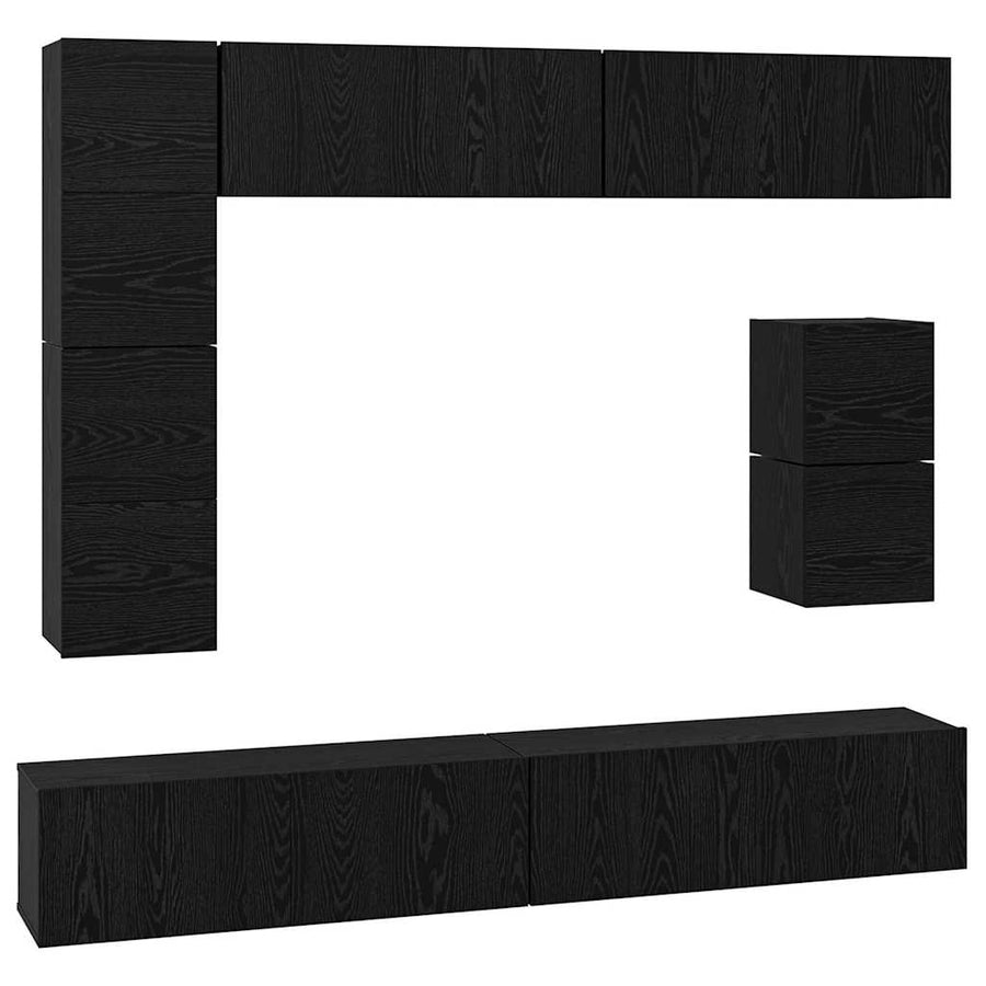 Tv-Meubelset Wandgemonteerd 8 Pcs Bewerkt Hout 100 cm