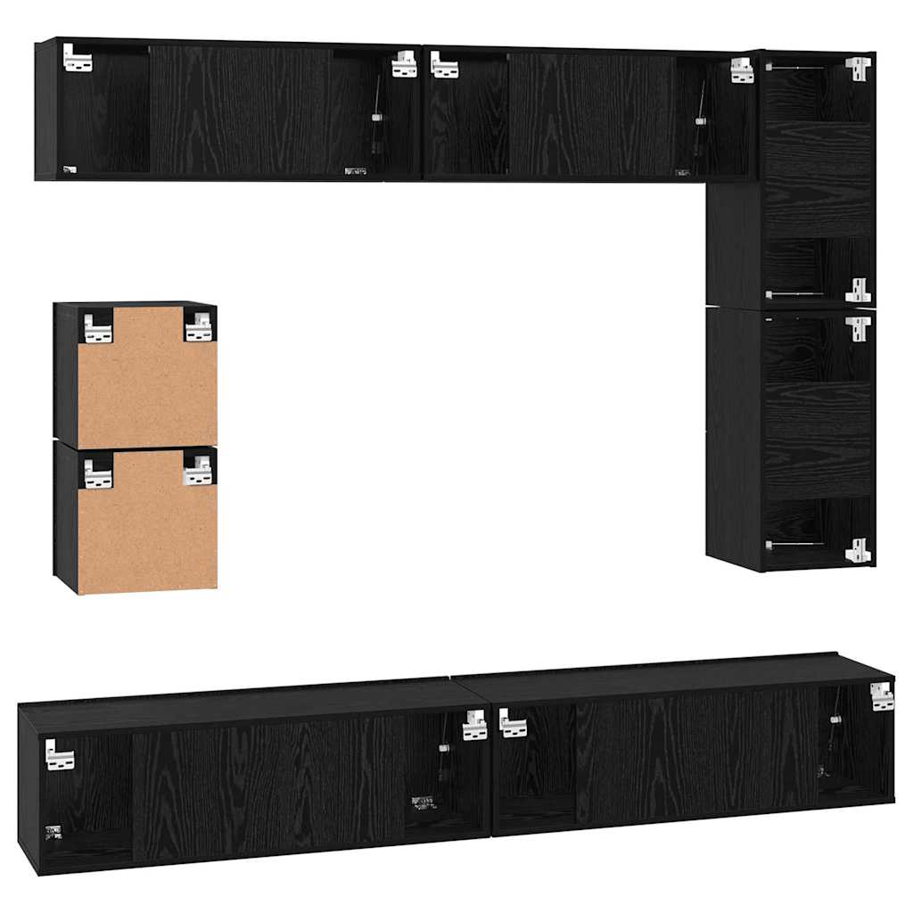 Tv-Meubelset Wandgemonteerd 8 Pcs Bewerkt Hout 100 cm