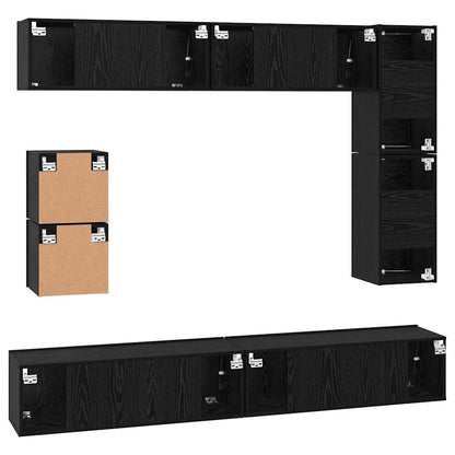 Tv-Meubelset Wandgemonteerd 8 Pcs Bewerkt Hout 100 cm