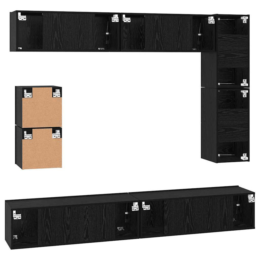 Tv-Meubelset Wandgemonteerd 8 Pcs Bewerkt Hout 100 cm