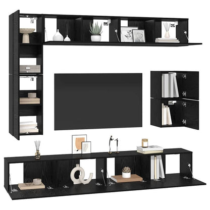 Tv-Meubelset Wandgemonteerd 8 Pcs Bewerkt Hout 100 cm