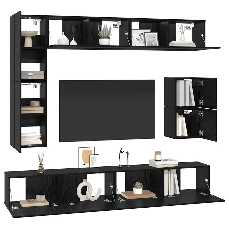 Tv-Meubelset Wandgemonteerd 8 Pcs Bewerkt Hout 100 cm