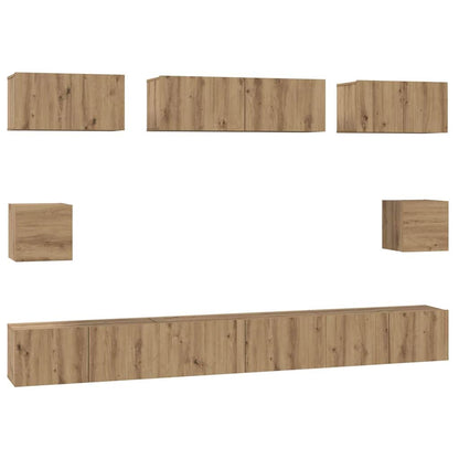 Tv-Meubelset Wandgemonteerd 8 Pcs Artisan Eiken Bewerkt Hout 100 cm
